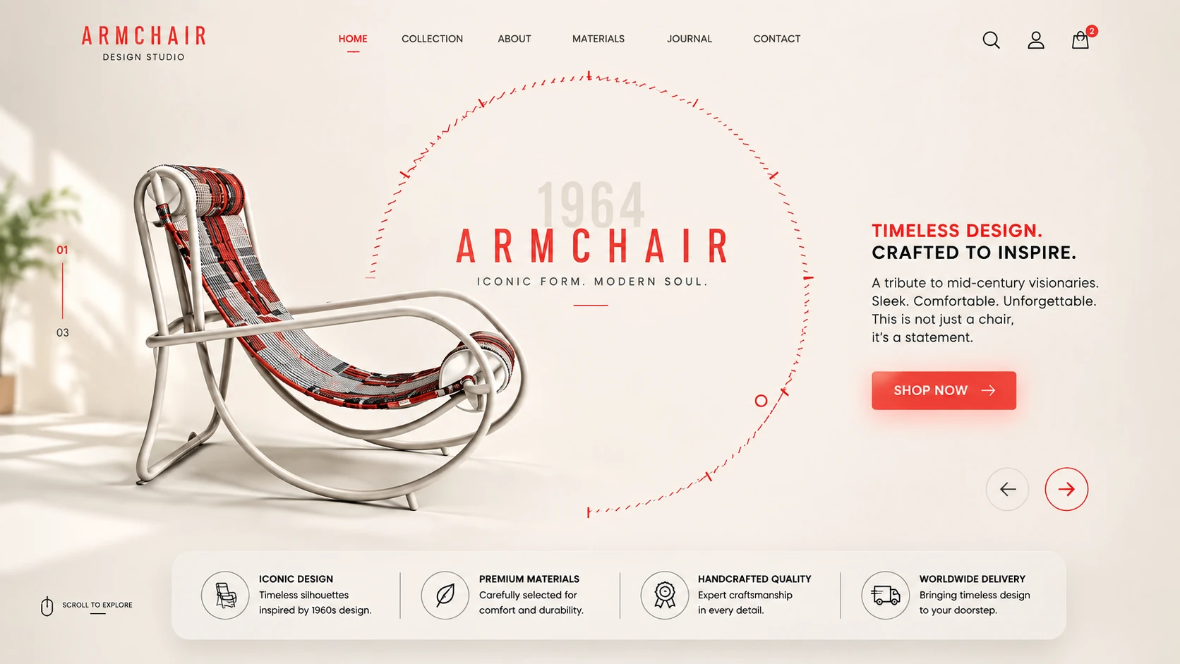 Website designed by Owzify for Armchair Design Studio